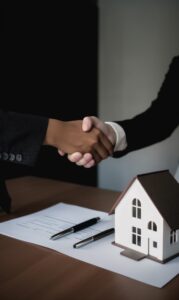 Finalizing Property Agreement with a Handshake Closing a Deal